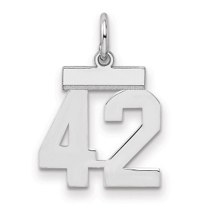 Black Bow Jewelry Sterling Silver, Athletic Collection, Small Polished Number 42 Pendant - 1 of 4