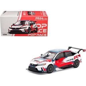 Honda Civic Type R TCR "Presentation" White with Graphics 1/64 Diecast Model Car by Pop Race - 1 of 4