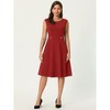Hobemty Women's Sleeveless Elegant Round Neck Office A-Line Dress - 2 of 4