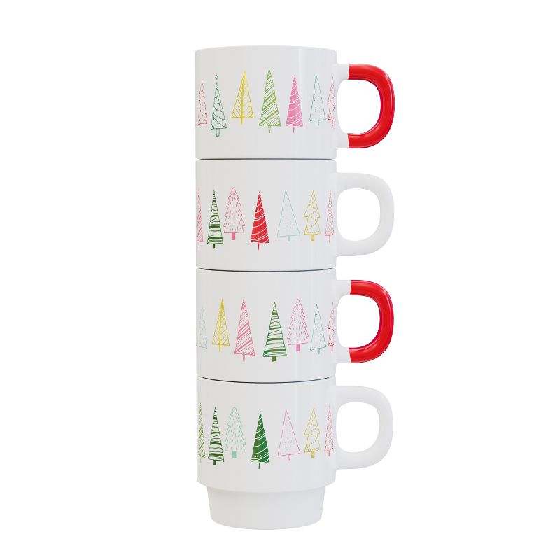 American Atelier Christmas Ceramic Mug & Rack Set - 4 Cups & Standing Metal Rack for Kitchen Countertop, Tabletop, Island, or Café Display, 14 oz, 3 of 5