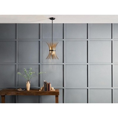 Baile Mini Pendant in Black with Natural Brass Accents and Glass Shade