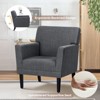 Modern Accent Chair for Living Room, Upholstered Fabric Armchair with Backrest and Arms, Single Sofa Chair for Bedroom or Office, Green - 2 of 4