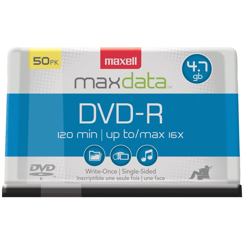 Maxell® DVD-R 16x 4.7-GB/120-Minute Single-Sided Discs, 1 of 2