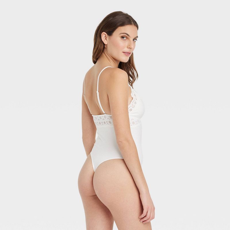 Women's Eyelet Bodysuit - Colsie™ Off-White, 2 of 6