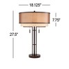 Franklin Iron Works Andes Modern Industrial Table Lamp 27 1/2" Tall Oil Rubbed Bronze with Table Top Dimmer Stacked Double Drum Shade for Bedroom Home - 4 of 4