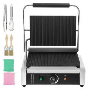 VEVOR Commercial Panini Grill, 1800W Electric Sandwich Panini Maker, Stainless Steel Sandwich Press, Panini Grill with Temp Control & 14"x9" - 1 of 4