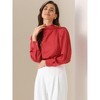 Allegra K Women's Satin Mock Neck Pleated Puff Sleeve Blouse - 2 of 4