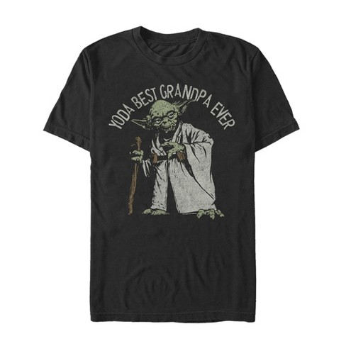 Men s Star Wars Yoda Best Grandpa Ever T shirt Black Medium