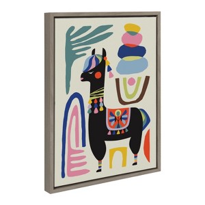 Kate and Laurel Sylvie Llama Mesatawe Framed Canvas by Rachel Lee of My Dream Wall - 1 of 4