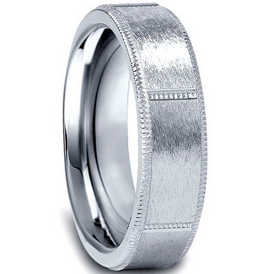 Pompeii3 10K White Gold 6mm Comfort Fit Mens Wedding Band