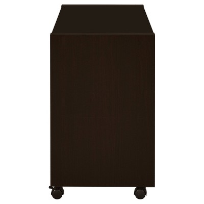 Black Glass Mobile Cart with Drawer and Shelf