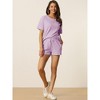 cheibear Women's Casual Pullover Short Sleeve Sleepshirt with Shorts Waffle Pajama Sets - 3 of 4