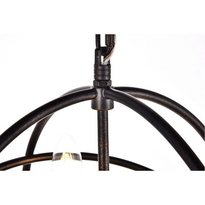 Octavia Dark Brown Metal 3-Light Pendant Lamp with Adjustable Chain