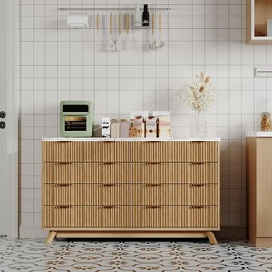 Fluted Dresser, Modern Chest of Drawers, Curved Profile Design, Wood Storage Cabinet Organizer for Bedroom Living Room Hallway - 1 of 4