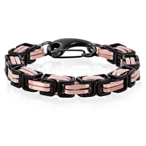 Crucible Men's Byzantine Chain Black/Rose Gold Steel Bracelet (11mm Wide) - 1 of 3