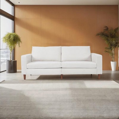 NicBex 82.67 Inch Linen Upholstered Couch 3-Seater Sofa with Wood Legs for Living Room,Office,Apartment