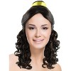 Belle Style Women Costume Wig Black Curly Wave Hair with Ribbon for Halloween Cosplay Party - 2 of 4