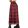 Floral Mesh Boho Midi Skirt - Women's High Waist A-Line Skirt with Lettuce Trim Red Plaid - 2 of 4