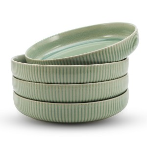 American Atelier Large Pasta Bowls, 42 oz Wide Shallow Stoneware Salad Bowl Set, Plates for Serving Dinner, Kitchen, and Eating, Set of 4 - 1 of 4