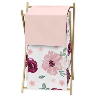 Watercolor Floral Laundry Hamper Burgundy Wine/Pink - Sweet Jojo Designs