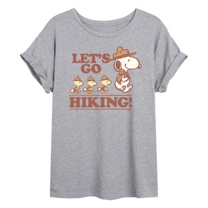 Women's - Peanuts - Lets Go Hiking Oversized Graphic T-Shirt - 1 of 4