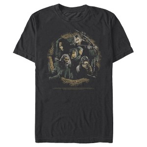 Men's Lord of the Rings Fellowship of the Ring Distressed Character Circle T-Shirt - 1 of 4
