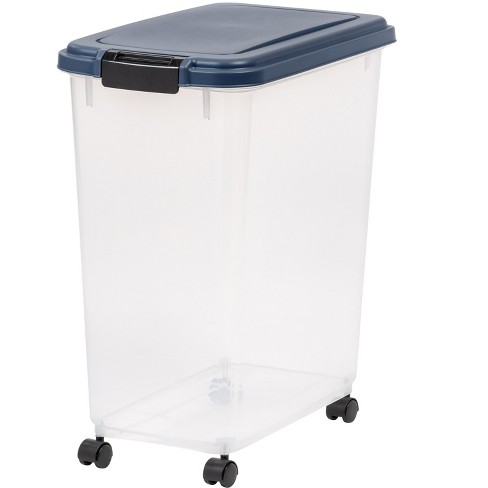 IRIS USA 33qt/25lbs Airtight Pet Food Container With Casters, Navy