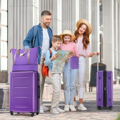 FURNIinspire Bag and Luggage Sets 2 Piece Luggage Set With Bags Spinner Wheels Abs Lightweight Suitcase With TSA Lock, Purple, 18"*12"*28"