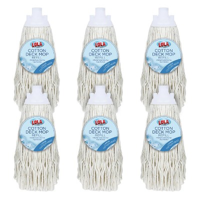 LOLA Refill for Cotton Floor Wet String Mop, Absorbs up to 3X its Weight in Water, Heavy Duty & Super Absorbent for Floor Cleaning, 6 Pack