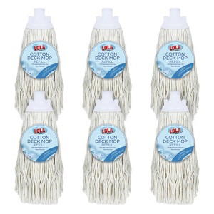 LOLA Refill for Cotton Floor Wet String Mop, Absorbs up to 3X its Weight in Water, Heavy Duty & Super Absorbent for Floor Cleaning, 6 Pack - 1 of 3
