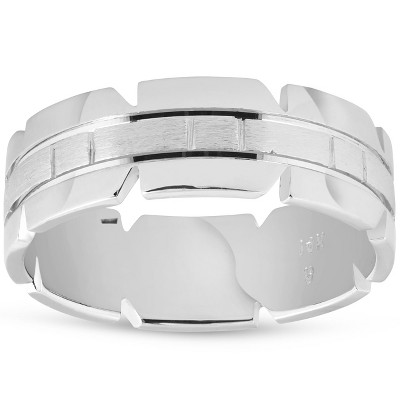 Pompeii3 7mm 14K White Gold Mens Brushed Handmade Wedding Band