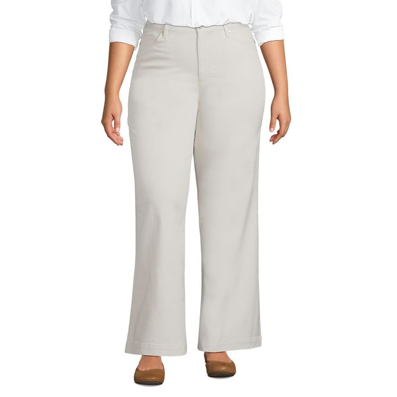 Lands' End Women's High Rise 5 Pocket Wide Leg Chino Pants, 1 of 5