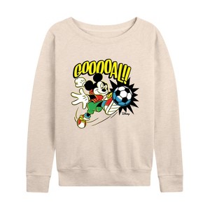 Women's - Disney - Goooal Lightweight French Terry Wide Neck Long Sleeve Shirt - 1 of 4