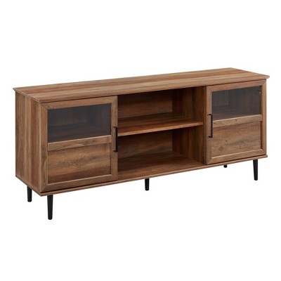 Modern Wood and Glass Door Console TV Stand for TVs up to 65" - Saracina Home