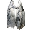 Wrapables Lightweight Sheer Silky Feeling Georgette Scarf, Gray Lotus Flower - 3 of 4