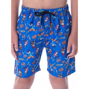 Beyblade Burst Boys' Spinner Tops Character Allover Print Swim Trunks Blue - 1 of 4