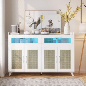 Sideboard Buffet Cabinet with Power Outlet & LED Light - 1 of 4