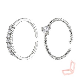 Silver-Tone Stackable Ring Set with Cubic Zirconia, Elegant Jewelry for Women, Daily & Styling Occasions - 1 of 4