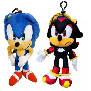 Sonic The Hedgehog Shadow and Sonic 8" Plush Clip with Small Zipper Pouch - 2 pcs ( 1 of Each ) - 1 of 4