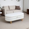 AndMakers White Cotton Oval Ottoman with Storage - 2 of 4