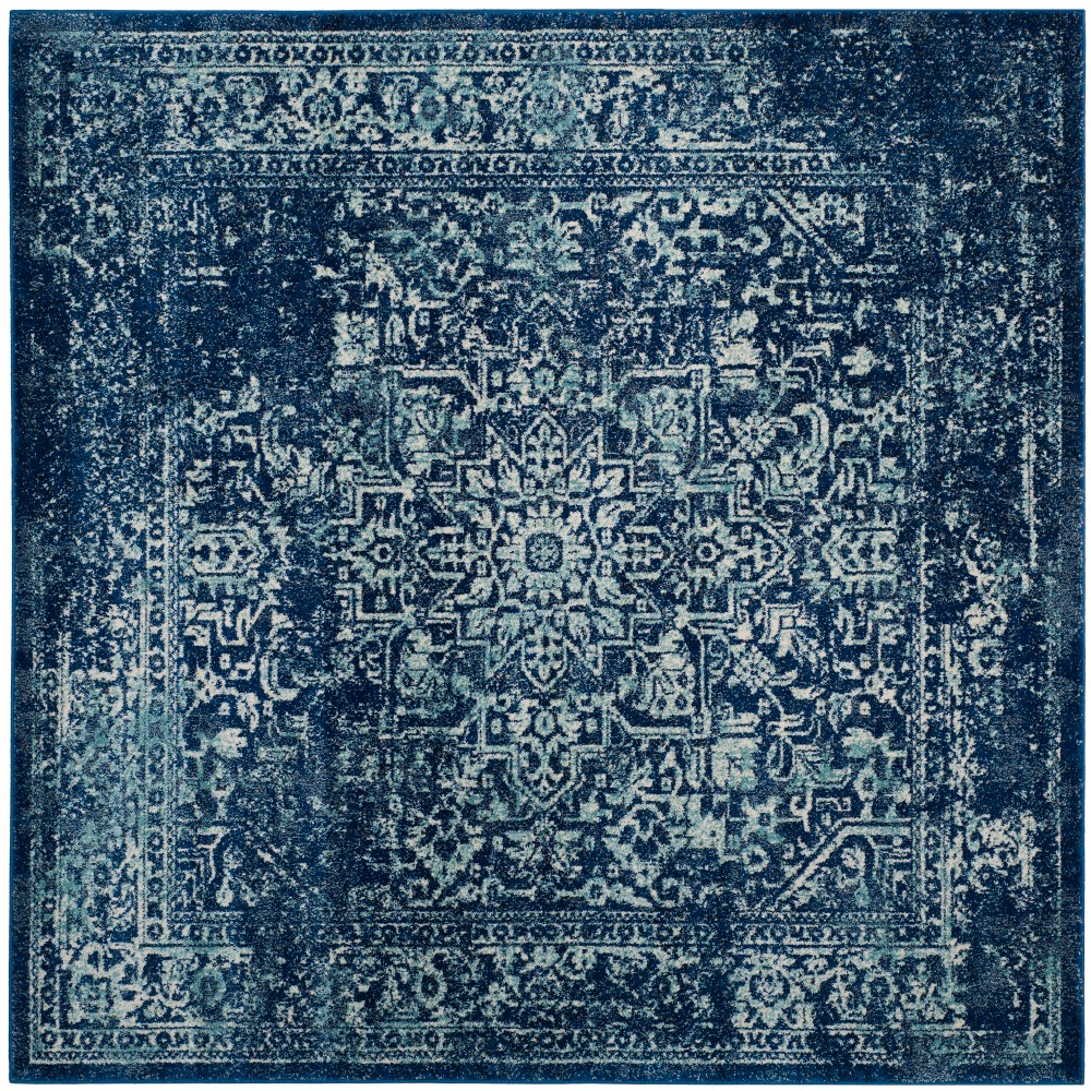 9'x9' Medallion Square Area Rug Navy/Ivory - Safavieh
