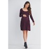 Hello Miz Women's Scoop Neck Long Sleeve Maternity Tie Waist Dress - 4 of 4
