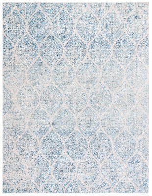 Elegant Cream & Turquoise Synthetic 8'x10' Reversible Area Rug