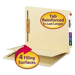 Smead Fastener Folder with Divider, 0.75" Expansion, 1 Divider, 4 Fasteners, Letter Size, Manila Exterior, 50/Box - 1 of 4