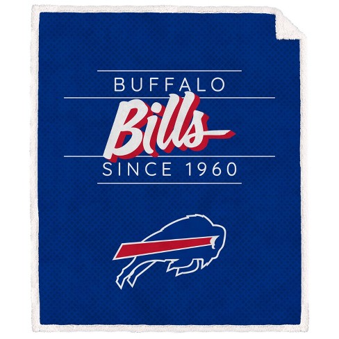 NFL Buffalo Bills Legacy Script Sherpa Flannel Fleece Blanket