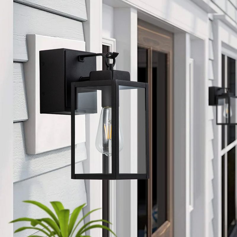 C Cattleya 1-Light Matte Black Aluminum Outdoor Wall Lantern Sconce with GFCI Outlet, 2 of 9