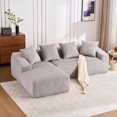 Whisen Compression Sofa with Chaise & 4 Pillows