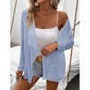 Lightweight Crochet Cardigan Sweater Rib Knit Open Front Sweater Coats - 3 of 4