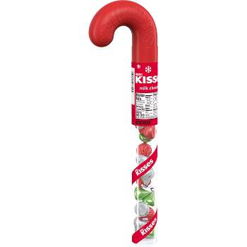 Hershey's Kisses Milk Chocolate Filled Plastic Cane Holiday Candy - 2.88oz