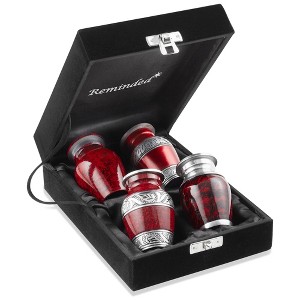 Reminded Small Cremation Keepsake Urns for Human Ashes, Set of 4 Silver Miniature Urns with Velvet Case and Bags - 1 of 4